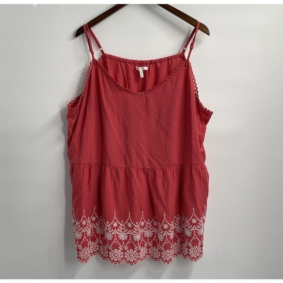 Maurices Red Orange Eyelet Peplum Tank Top Size 3XL - Picture 2 of 8